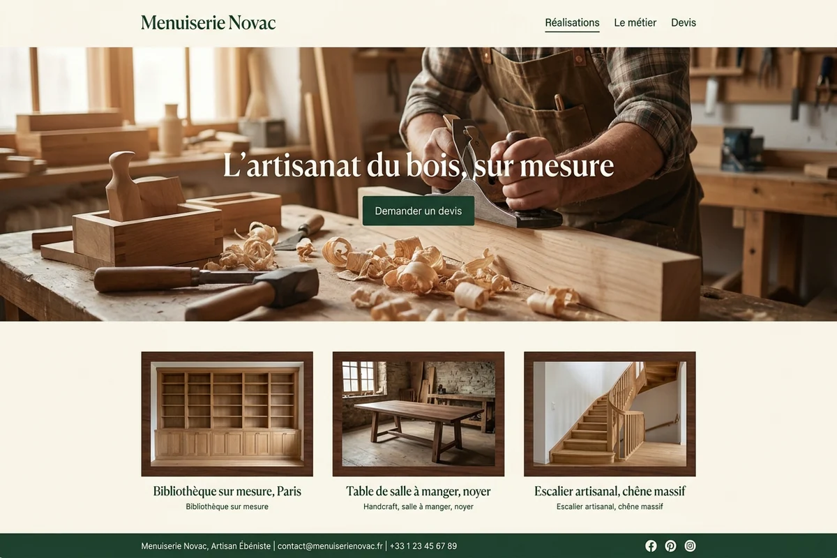 Exemple de site pour un artisan menuisier