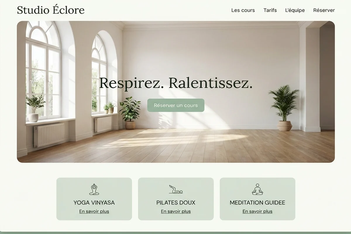 Exemple de site pour un studio de bien-être