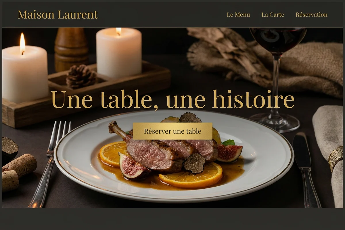 Exemple de site pour un restaurant gastronomique